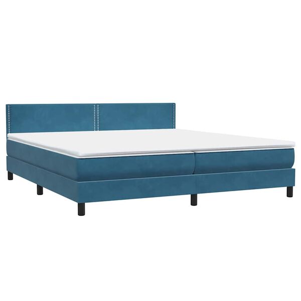 vidaXL Boxspringbett mit Matratze Dunkelblau 180x210 cm Samt