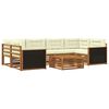 vidaXL Outdoor-Sofagarnitur mit Kissen 7 pcs Natur und Creme Polyester