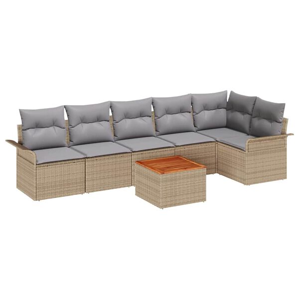 vidaXL Garten-Sofa-Set 7 pcs Beige Poly Rattan