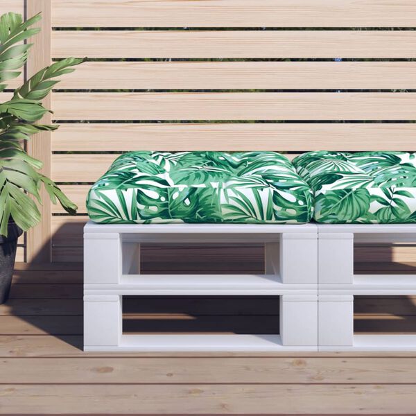 vidaXL Palettenkissen Blattmuster 50x50x12 cm Stoff