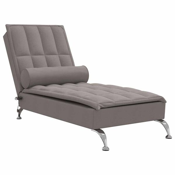 vidaXL Massage-Chaiselongue mit Nackenrolle Taupe Stoff