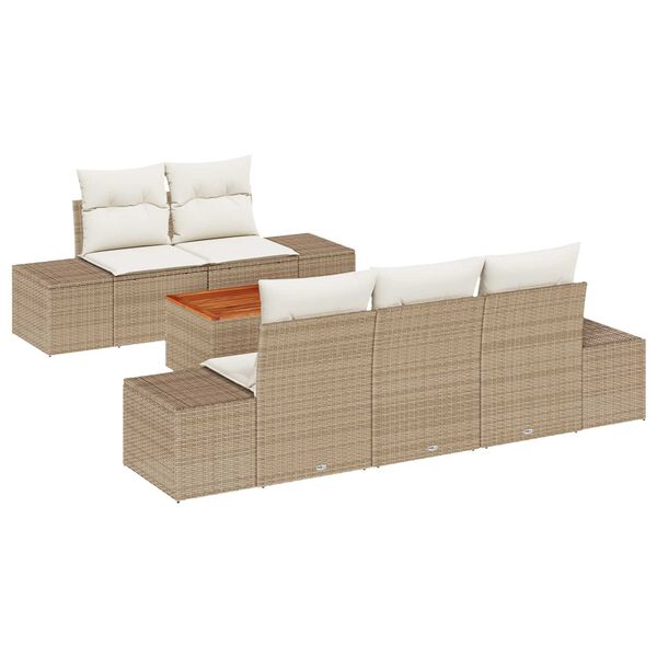 vidaXL Gartensofa-set mit Kissen 6 pcs Beige Poly-Rattan