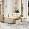 vidaXL 5-tlg. Garten-Sofagarnitur mit Kissen Beige Poly Rattan