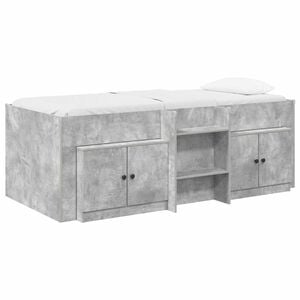 vidaXL Loft Bettgestell mit Schrank 3 stk. Betongrau Holzwerkstoff