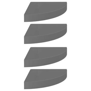 vidaXL Eck-Schweberegale 4 Stk. Hochglanz-Grau 25x25x3,8 cm MDF