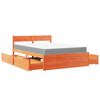 vidaXL Bett mit Schubladen und Matratze Wachsbraun 120x190 Massivholz