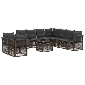 vidaXL Gartensofa-set 10 pcs Grau Poly-Rattan