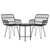 vidaXL 3-tlg. Garten-Essgruppe Schwarz Poly Rattan