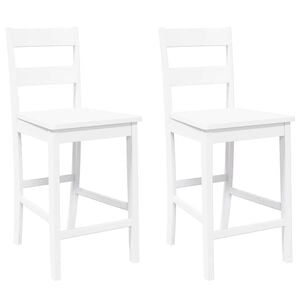 vidaXL Barhocker 2 Stk. Wei&szlig; Massivholz Gummibaum