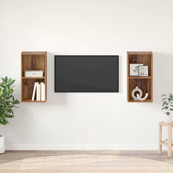 vidaXL TV-Schrankset 2 pcs Altholz 37 x 37 x 72 cm Holzwerkstoff