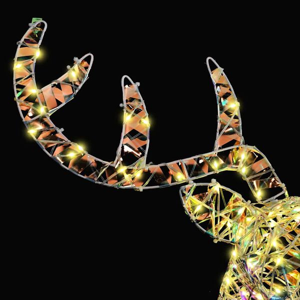 vidaXL Rentier Zieh Schlitten mit 140 LEDs Warmweiß 60 cm Haustier