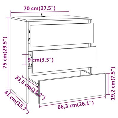 vidaXL 3-tlg. Sideboard Sonoma-Eiche Holzwerkstoff