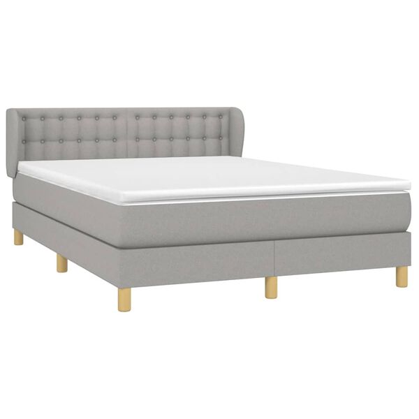 vidaXL Boxspringbett mit Matratze Hellgrau 140x200 cm Stoff