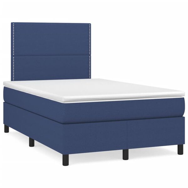 vidaXL Boxspringbett mit Matratze & LED Blau 120x190 cm Stoff