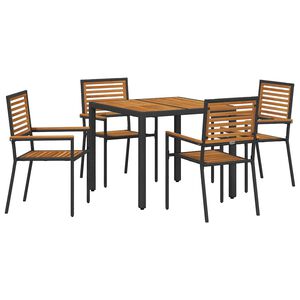 vidaXL Garten Essgruppe 5 pcs Schwarz und Braun Poly-Rattan