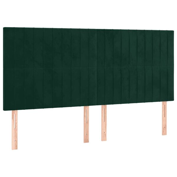 vidaXL Kopfteil Dunkelgr&uuml;n 200 x 5 x 118/128 cm Samt