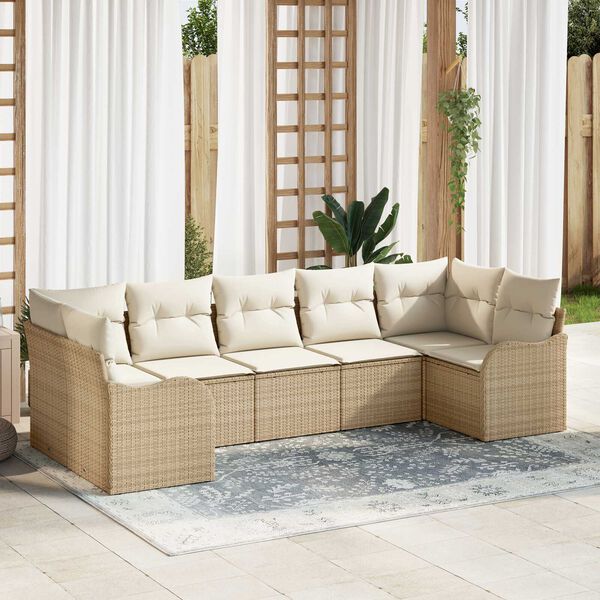 vidaXL Gartensofa-set Beige Poly-Rattan