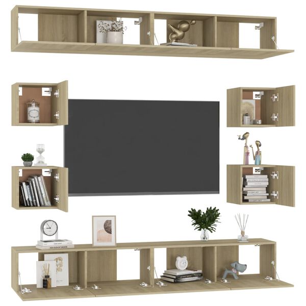 vidaXL 8-tlg. TV-Schrank-Set Sonoma-Eiche Holzwerkstoff