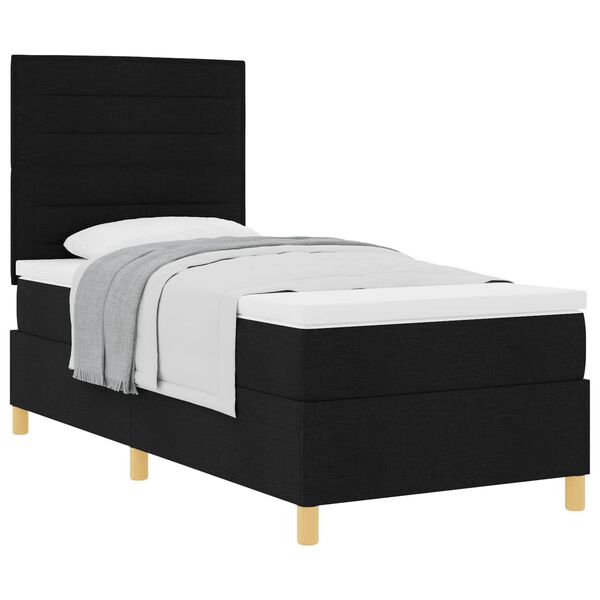vidaXL Boxspringbett mit Matratze Schwarz 90 x 190 cm Stoff