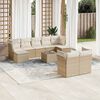 vidaXL 10-tlg. Garten-Sofagarnitur mit Kissen Beige Poly Rattan