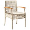 vidaXL 7-tlg. Garten-Essgruppe mit Kissen Beige Poly Rattan