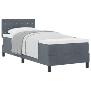 vidaXL Boxspringbett mit Matratze Dunkelgrau 80 x 200 cm Samt