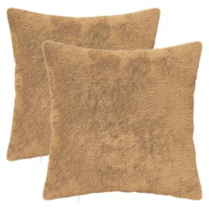 vidaXL Kissenbezug 2 stk. HEERLEN Taupe 35 x 35 cm Faux Kaninchenfell