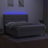 vidaXL Boxspringbett mit Matratze & LED Hellgrau 160x200 cm Stoff