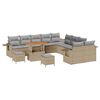 vidaXL Gartensofa-set mit Kissen mit Speicher 13 pcs Beige Poly-Rattan