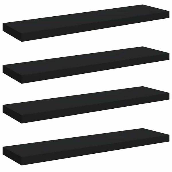 vidaXL Schweberegale 4 Stk. Schwarz 90x23,5x3,8 cm MDF