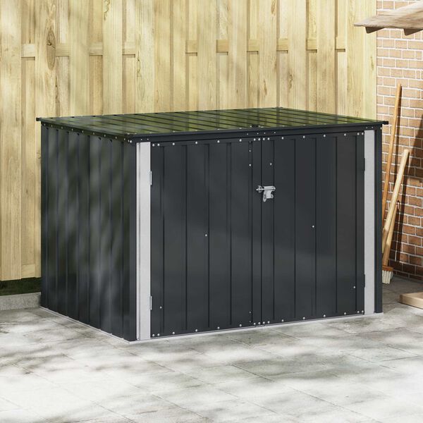 vidaXL Gartenlagerbox Schwarz 151,5 x 107 x 100 cm Stahl