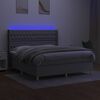 vidaXL Boxspringbett mit Matratze & LED Hellgrau 160x200 cm Stoff