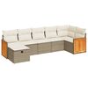 vidaXL 7-tlg. Garten-Sofagarnitur mit Kissen Beige Poly Rattan