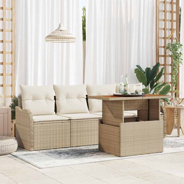 vidaXL Garten-Sofa-Set mit Kissen 5 pcs Beige und Creme