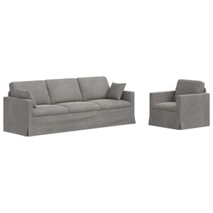 vidaXL Sofa Set 2 stk. Hellgrau Samt