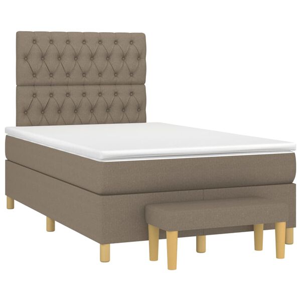 vidaXL Boxspringbett mit Matratze Taupe 120x200 cm Stoff