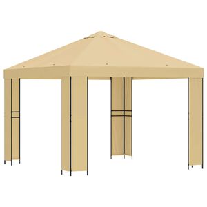 vidaXL Pavillon 3 x 3 m Creme Polyester und Stahl 190 gsm