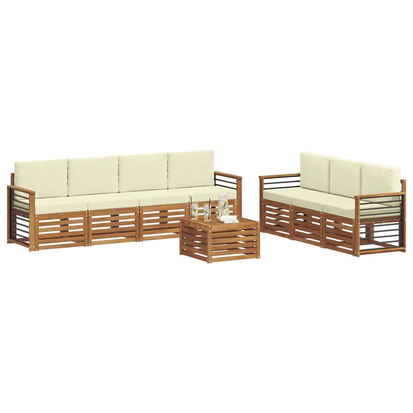 vidaXL Sofagarnituren 8 pcs Natur und Creme Massivholz Akazie
