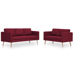 vidaXL 2-tlg. Sofagarnitur Stoff Weinrot