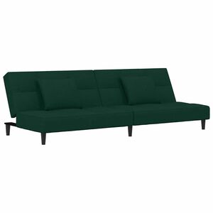 vidaXL Schlafsofa 2-Sitzer mit 2 Kissen Dunkelgr&uuml;n Samt