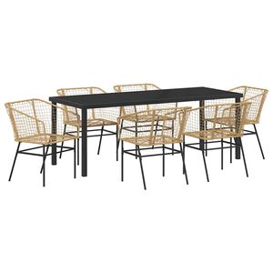 vidaXL Garten Essgruppe 7 pcs Braun Poly-Rattan