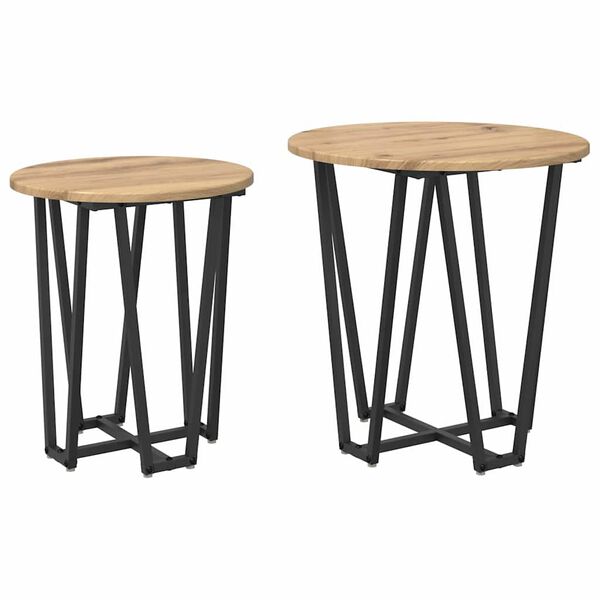 vidaXL Beistelltisch-Set 2 pcs Artisan Eiche und Schwarz