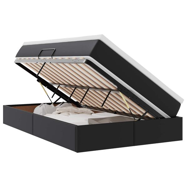 vidaXL Aufbewahrungsbett mit Matratze Schwarz 120 x 200 cm Kunstleder