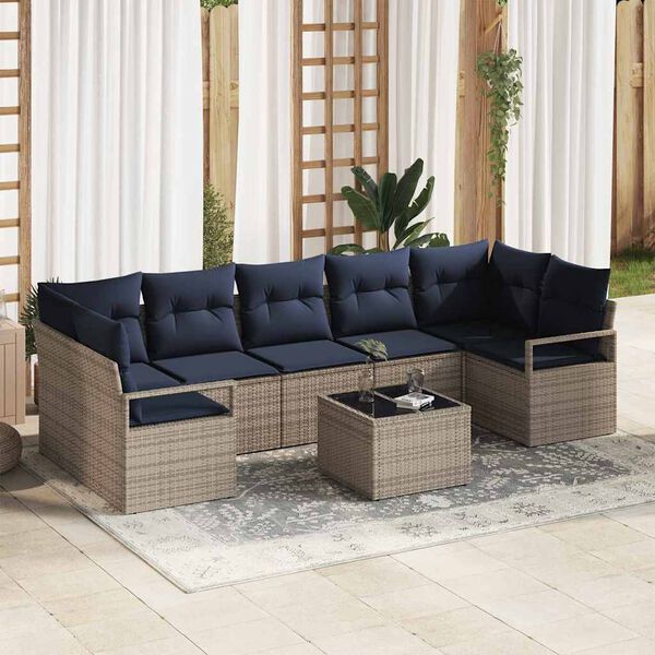 vidaXL Sofa Set 8 pcs Grau Poly-Rattan