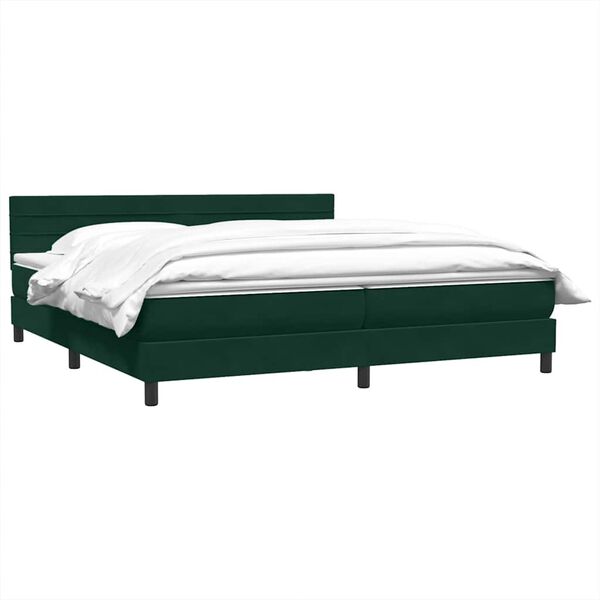 vidaXL Boxspringbett mit Matratze Dunkelgr&uuml;n 180x220 cm Samt