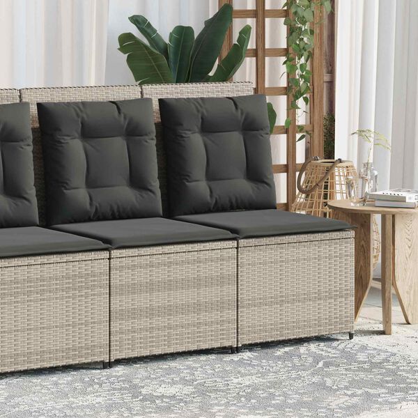 vidaXL Garten-Sofa mit Kissen Hellgrau Poly-Rattan
