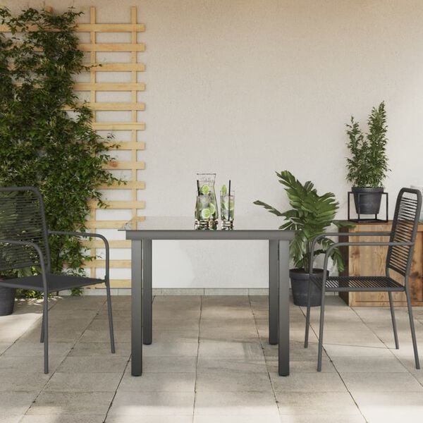 vidaXL Gartentisch Schwarz 80x80x74 cm Aluminium und Glas