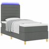 vidaXL LED Boxspringbett mit Matratze Dunkelgrau 90 x 190 cm Stoff