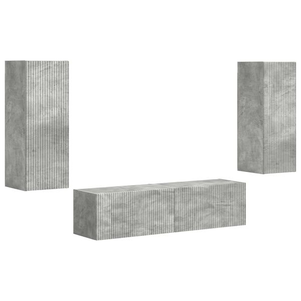 vidaXL TV-Schrankset Wandmontiert 2 pcs Beton Grau Holzwerkstoff
