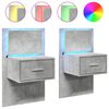 vidaXL Wand-Nachttische mit LED-Leuchten 2 Stk. Betongrau